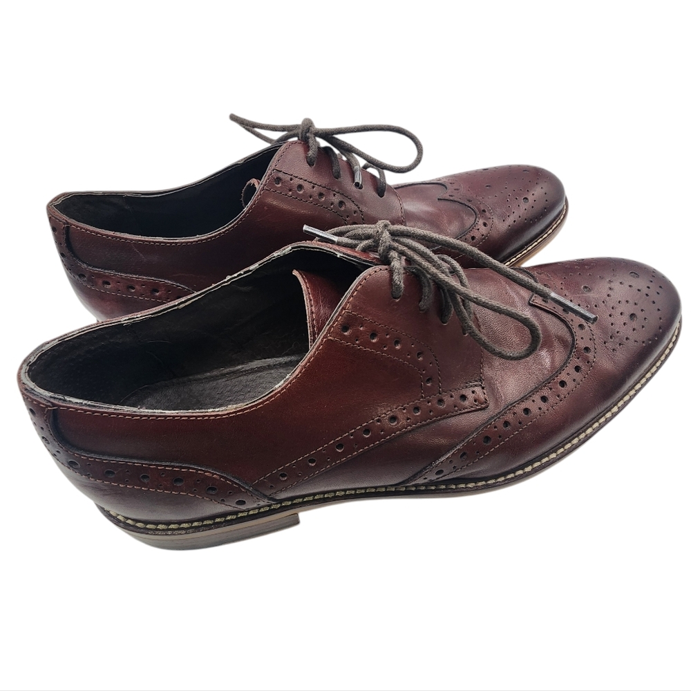 Joseph Abboud Mens‎ Burgandy Wingtip Casual Dress Shoes Size 9 - Picture 2 of 12